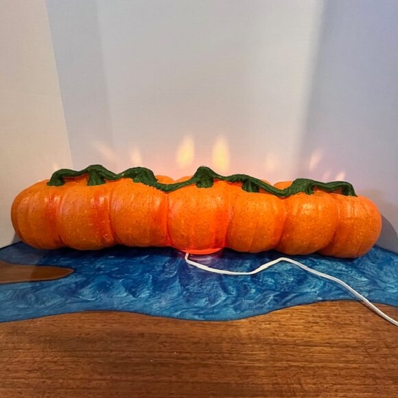 Halloween 26" Row of 7 Jack O Lantern Pumpkins Lighted Foam Blow Mold - Picture 5 of 10